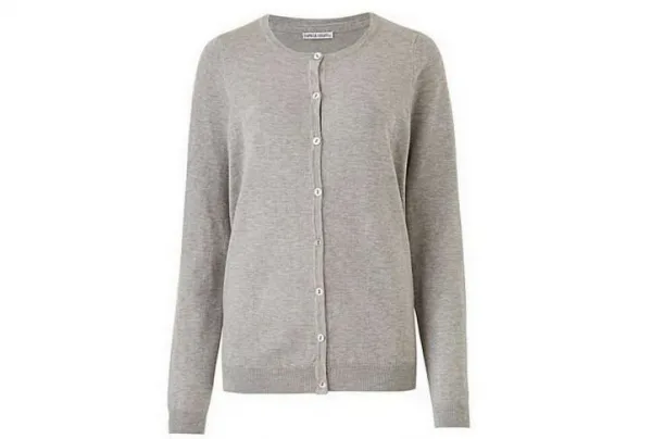 Crew neck cardigan, light grey