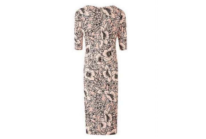 Nude floral print drape midi dress Nude floral print drape midi dress - image 2