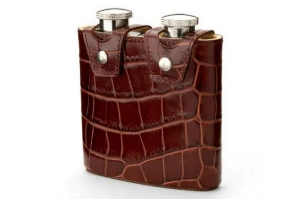 Double 6oz leather hip flask, amazon croc