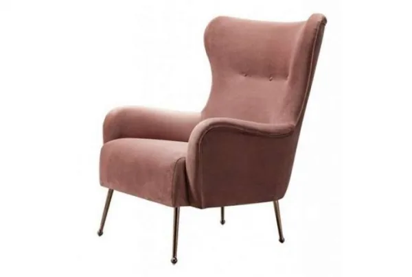 Sumptuous winged claridge armchair, blush pink