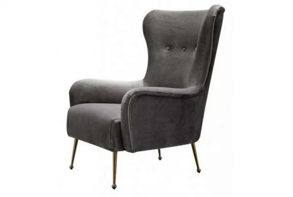 Sumptuous winged claridge armchair, dove grey