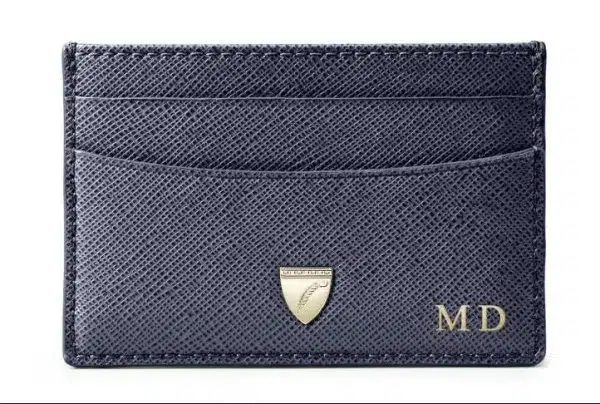 Slimline credit card holder, navy saffiano