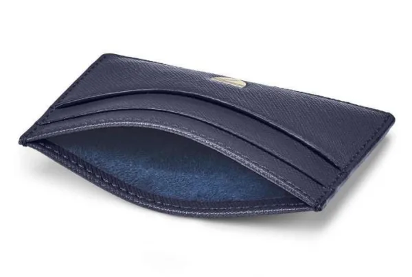 Slimline credit card holder, navy saffiano