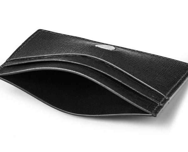 Slimline Credit Card Holder, Black Saffiano