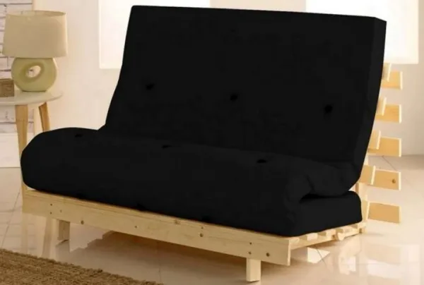 Metro pine wooden single futon set, black