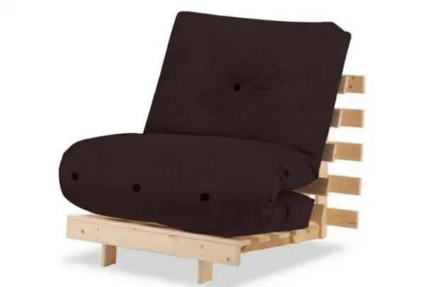 Metro pine wooden single futon set, brown