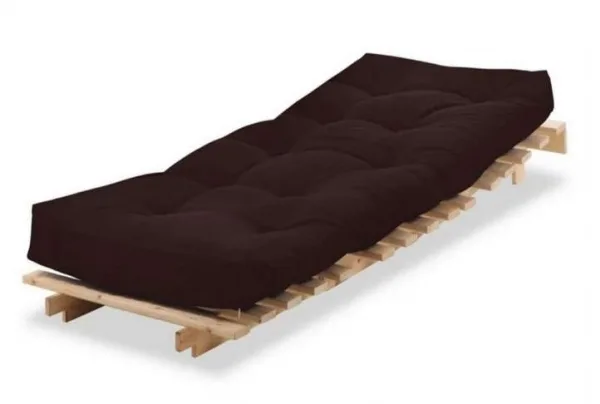 Metro pine wooden single futon set, brown