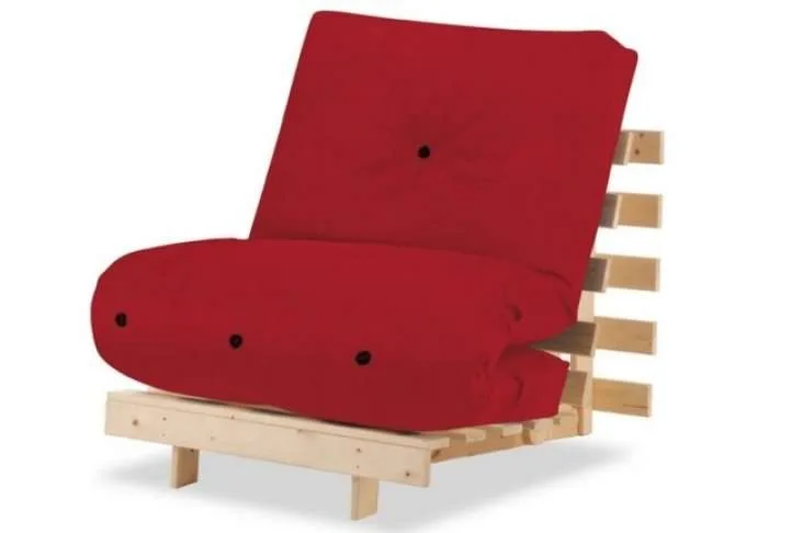 Metro Pine Wooden Single Futon Set Red Absolute Home