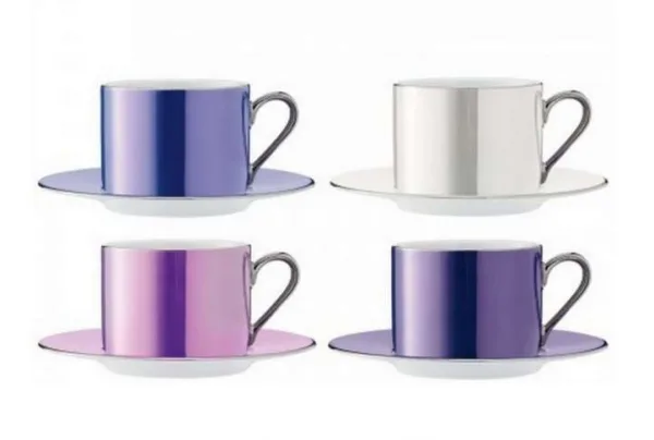 Polka teacup & saucer set x 4