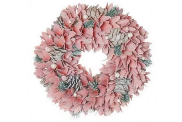 Pink everlasting autumnal wreath