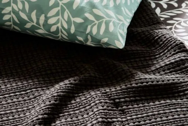 Anadia bedspread in charcoal, various sizes