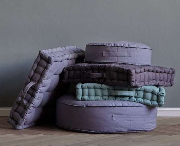 Alternative view of Nashik Canvas Pouffe, Pigeon Blue