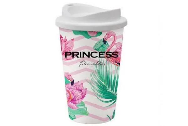 Personalised reusable flamingo coffee cup