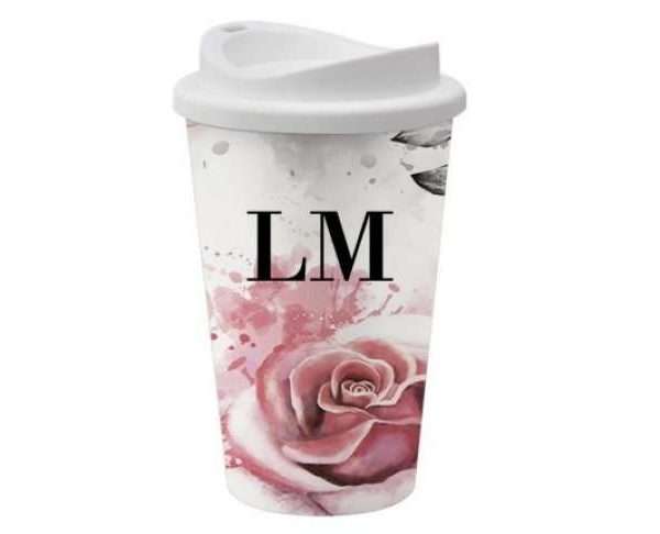 Personalised Reusable Floral Rose Coffee Cup