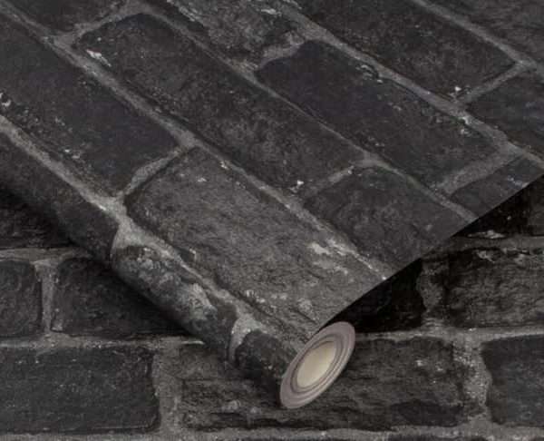 House Brick Wallpaper, Charcoal, 53 Metres Long