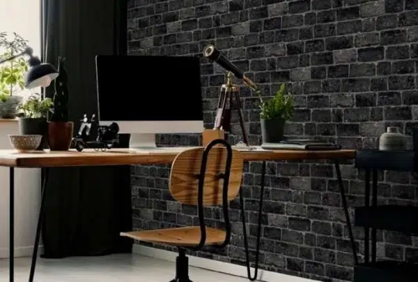 House brick wallpaper, charcoal, 53 metres long