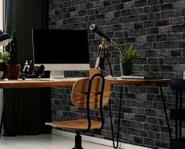 Alternative view of House Brick Wallpaper, Charcoal, 53 Metres Long