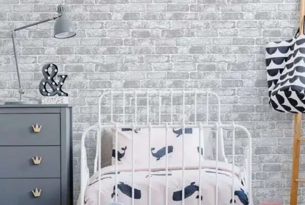 Fresco brick wallpaper, white, 53 metres long