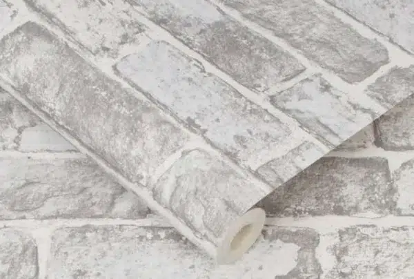 Fresco brick wallpaper, white, 53 metres long