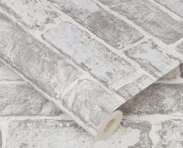 Fresco Brick Wallpaper, White, 53 Metres Long
