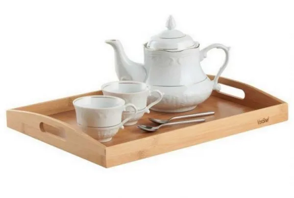 Bamboo three piece serving tray set