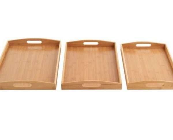 Alternative view of Bamboo Three Piece Serving Tray Set