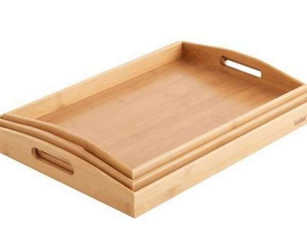 Bamboo Three Piece Serving Tray Set