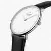 Native Silver, White Dial, 36mm Black Leather Watch