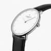 Native Silver, White Dial, 40mm Black Leather Watch