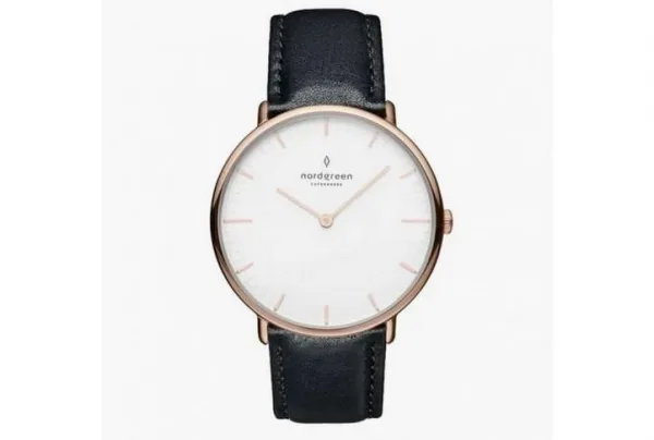 Native rose gold, white dial, 40mm black leather watch - image 2