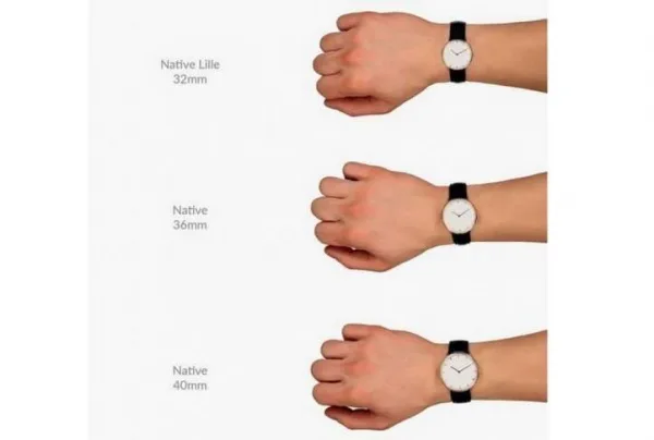 Native gold, white dial, 32mm black leather watch - image 3
