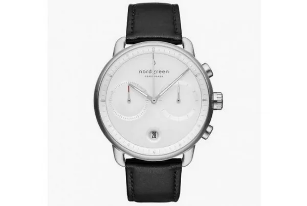 Pioneer white dial, 32mm silver watch