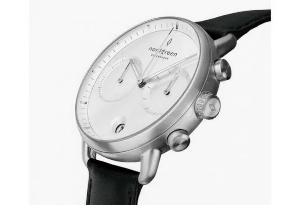 Pioneer white dial, 32mm silver watch