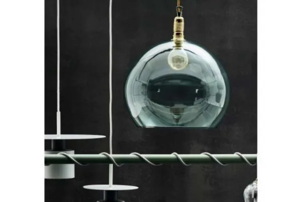 Ribe large green & gold glass pendant lamp