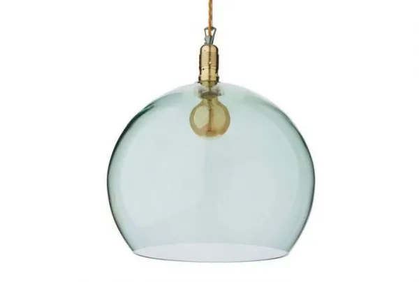 Ribe large green & gold glass pendant lamp