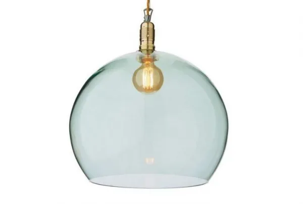 Ribe large green & gold glass pendant lamp