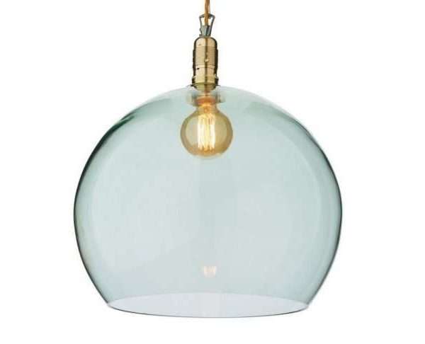 Ribe Large Green & Gold Glass Pendant Lamp