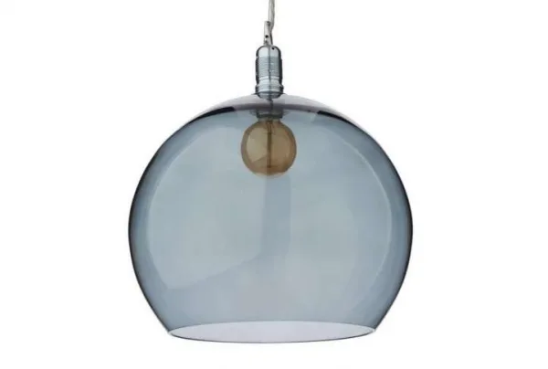 Ribe large silver & grey glass pendant lamp