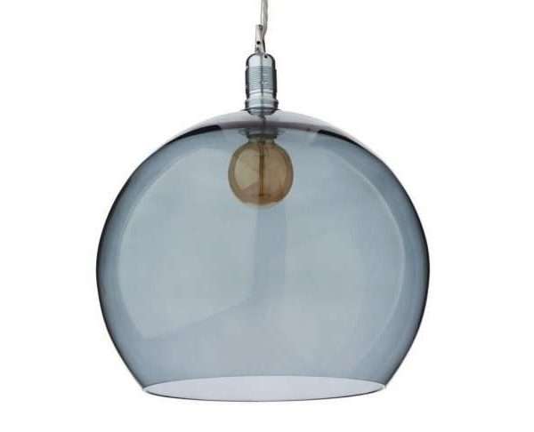 Alternative view of Ribe Large Silver & Grey Glass Pendant Lamp