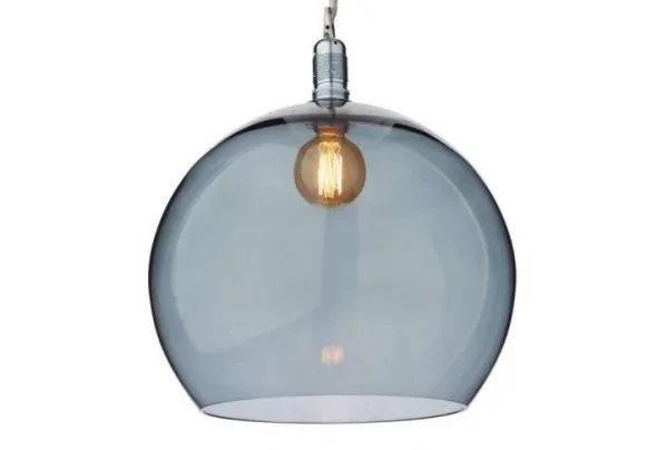 Ribe large silver & grey glass pendant lamp
