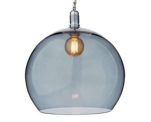 Ribe Large Silver & Grey Glass Pendant Lamp