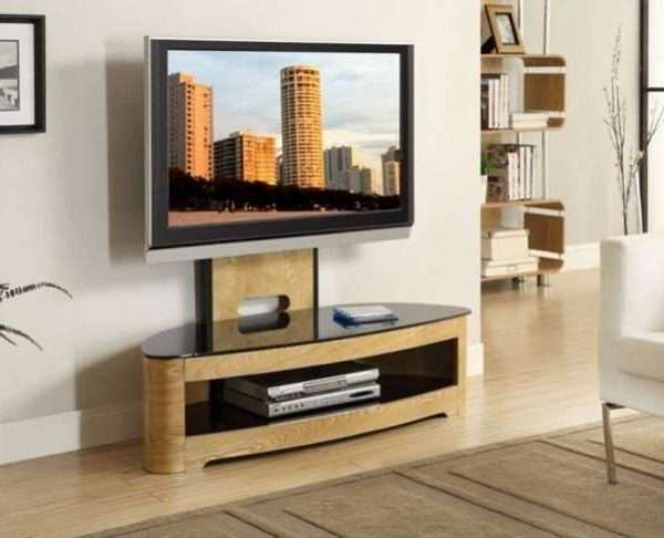 Jual Curve Oak Cantilever Raised TV Stand JF209