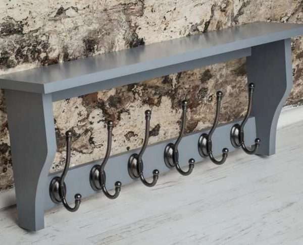 Alternative view of Heritage Grey Shelf with 6 Pewter Coat Hooks