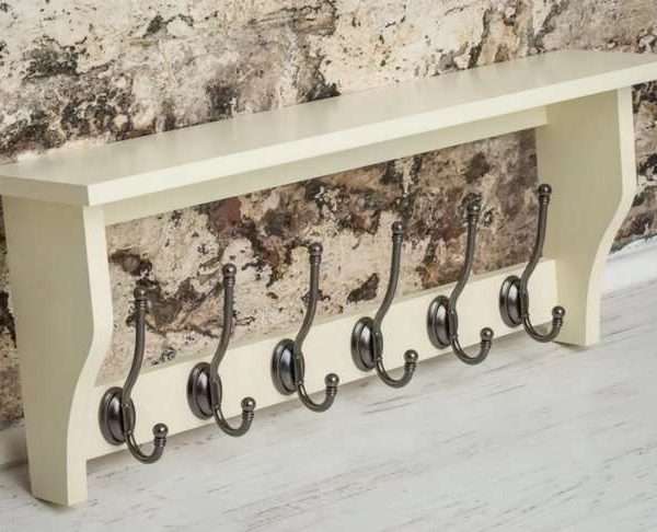 Alternative view of Heritage Cream Shelf with 6 Pewter Coat Hooks