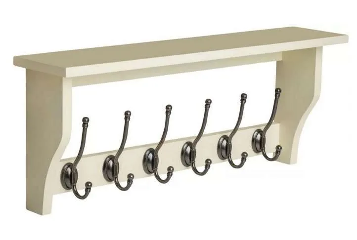 Heritage Cream Shelf with 6 Pewter Coat Hooks Absolute Home