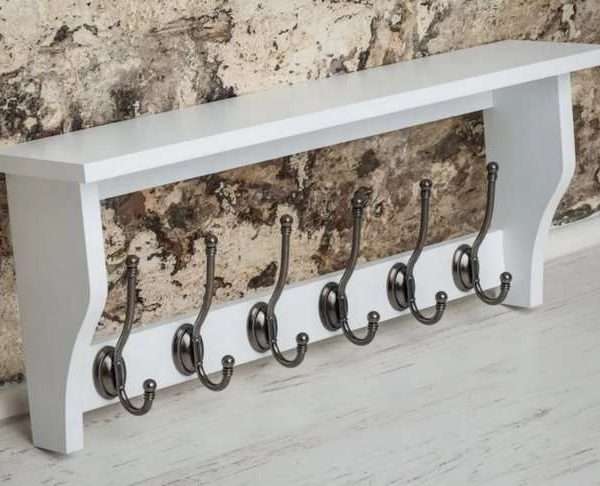 Alternative view of Heritage White Shelf with 6 Pewter Coat Hooks