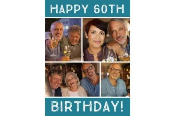 Personalised 60th birthday card with 4 photos