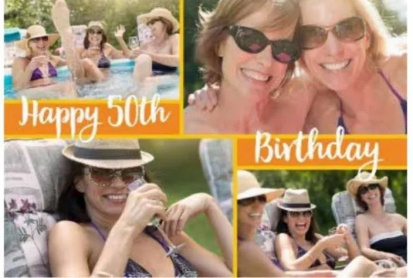 Personalised 50th birthday card with 4 photos