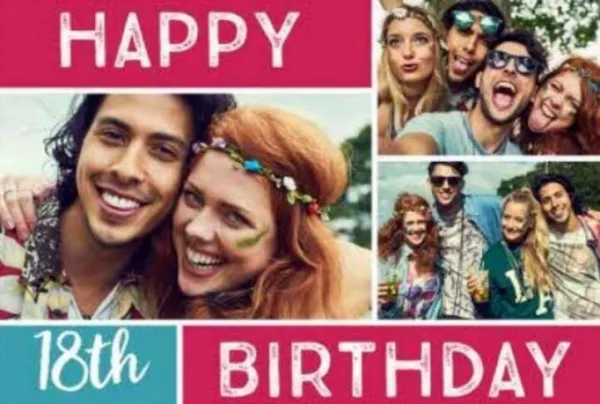 Personalised 18th birthday card with 4 photos