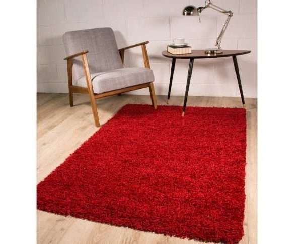 Wine Red Shaggy Rug, Vancouver, Various Sizes